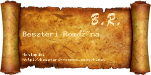 Beszteri Romána névjegykártya